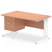Impulse 1400mm Cable Managed Straight Desk With Single Fixed Pedestal
