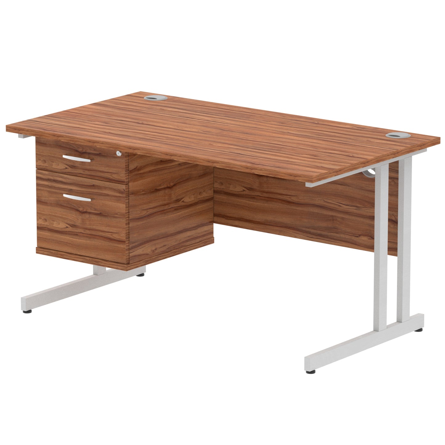 Impulse 1400mm Cantilever Straight Desk With Single Fixed Pedestal