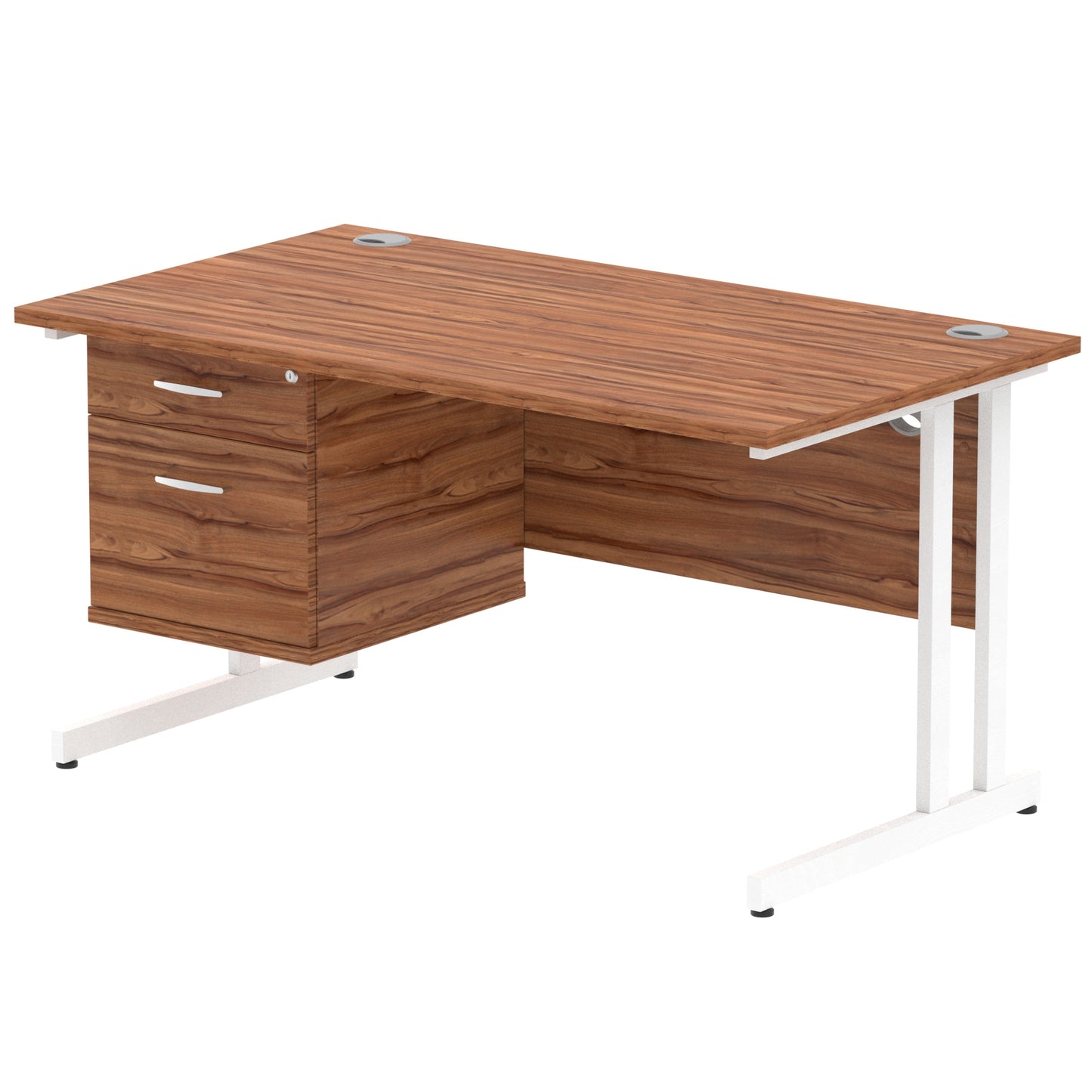 Impulse 1400mm Cantilever Straight Desk With Single Fixed Pedestal