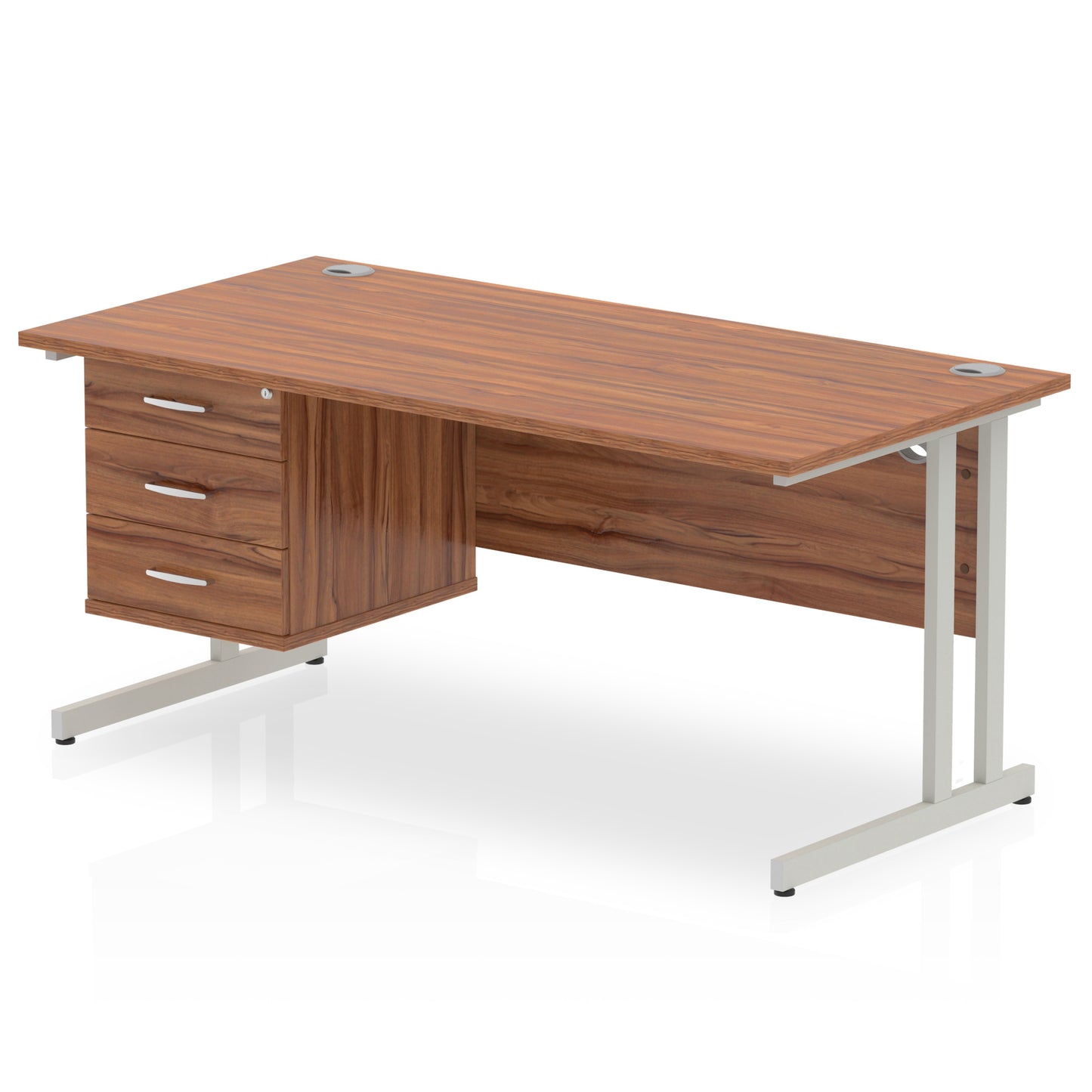 Impulse 1600mm Cantilever Straight Desk With Single Fixed Pedestal