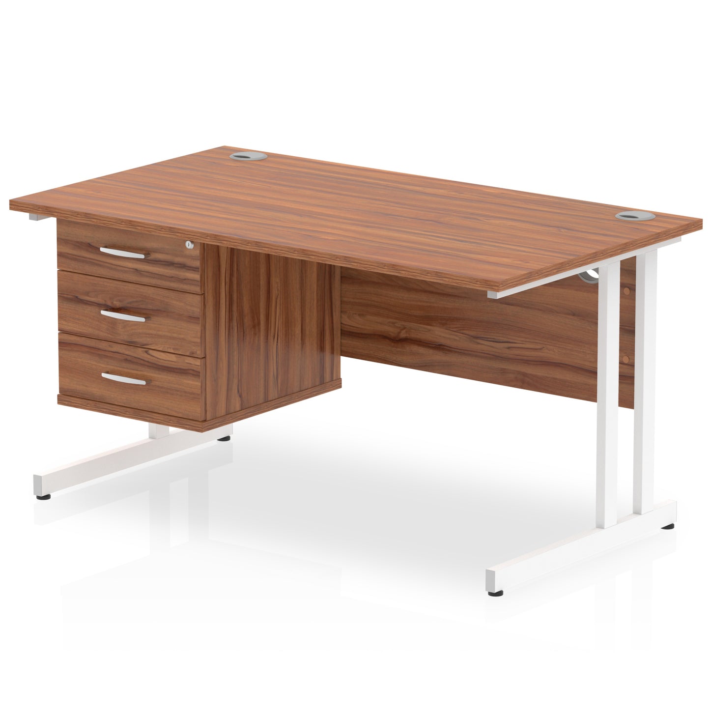 Impulse 1400mm Cantilever Straight Desk With Single Fixed Pedestal