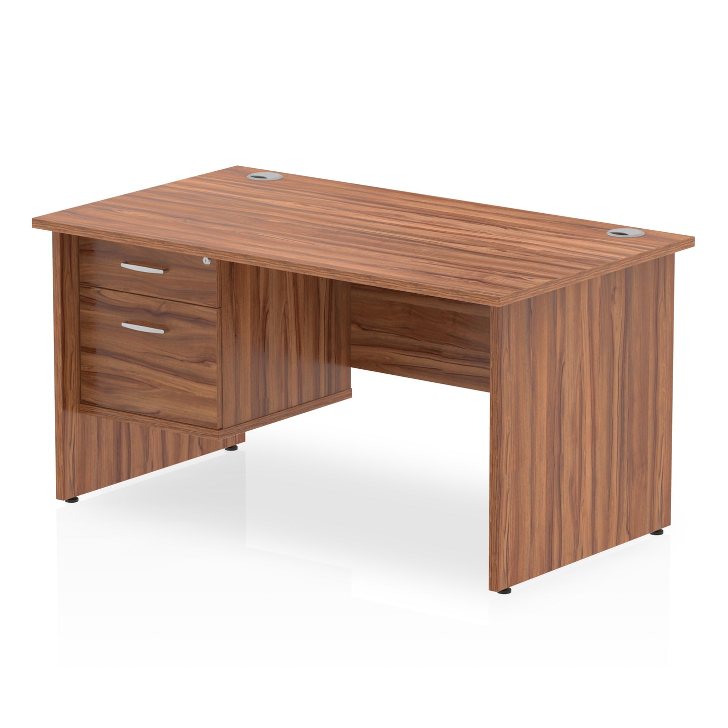 Impulse 1400mm Panel End Straight Desk With Single Fixed Pedestal