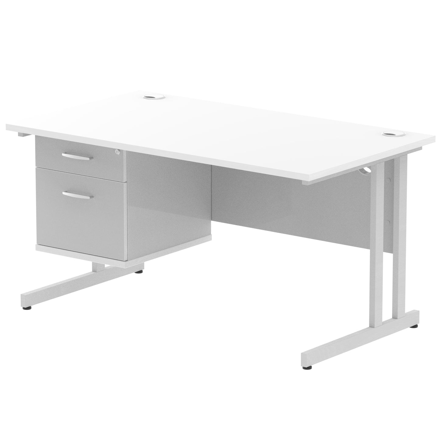 Impulse 1400mm Cantilever Straight Desk With Single Fixed Pedestal