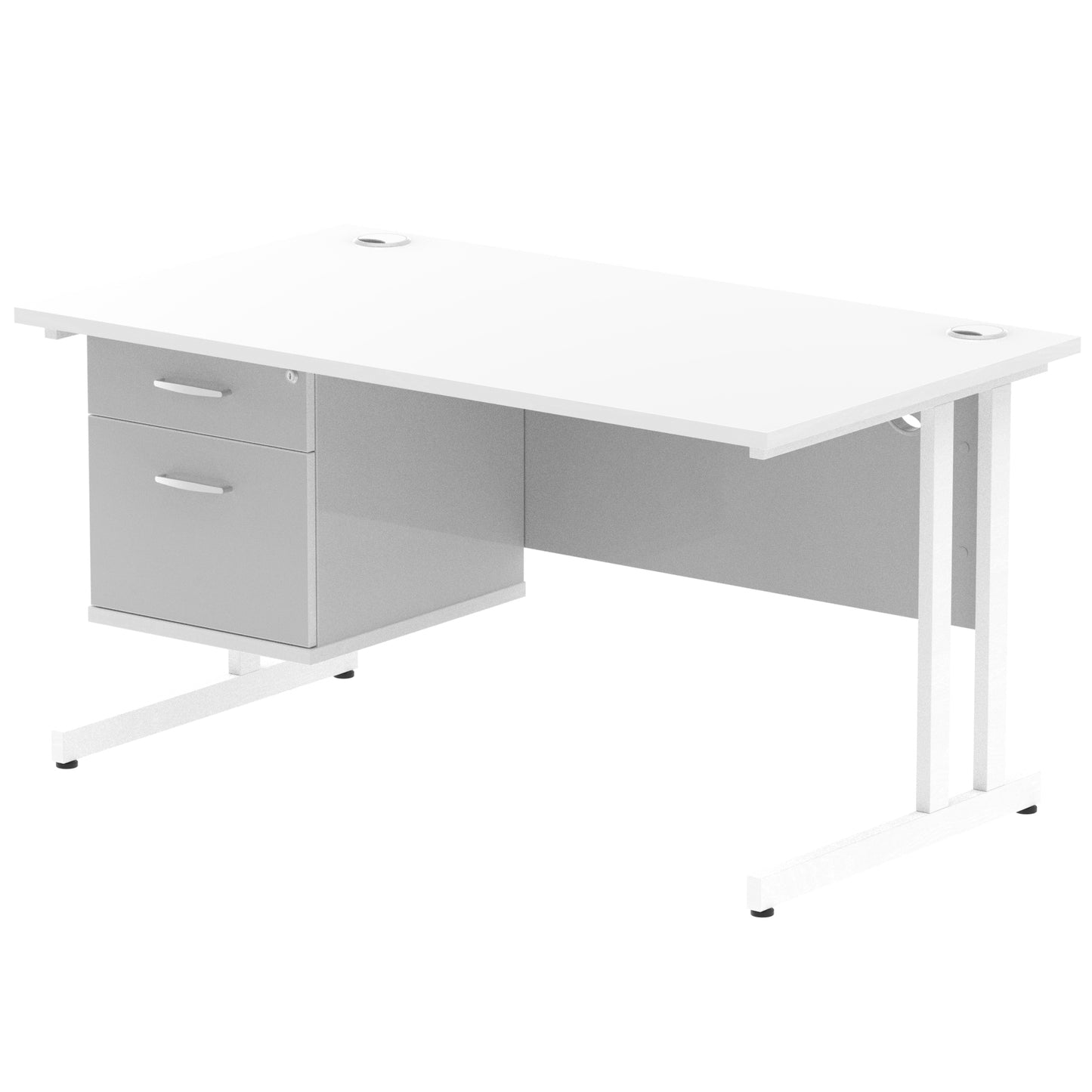 Impulse 1400mm Cantilever Straight Desk With Single Fixed Pedestal