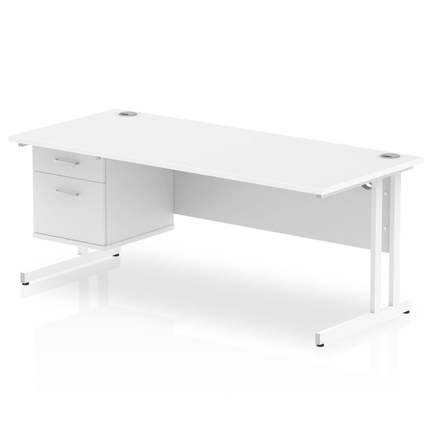 Impulse 1800mm Cantilever Straight Desk With Single Fixed Pedestal