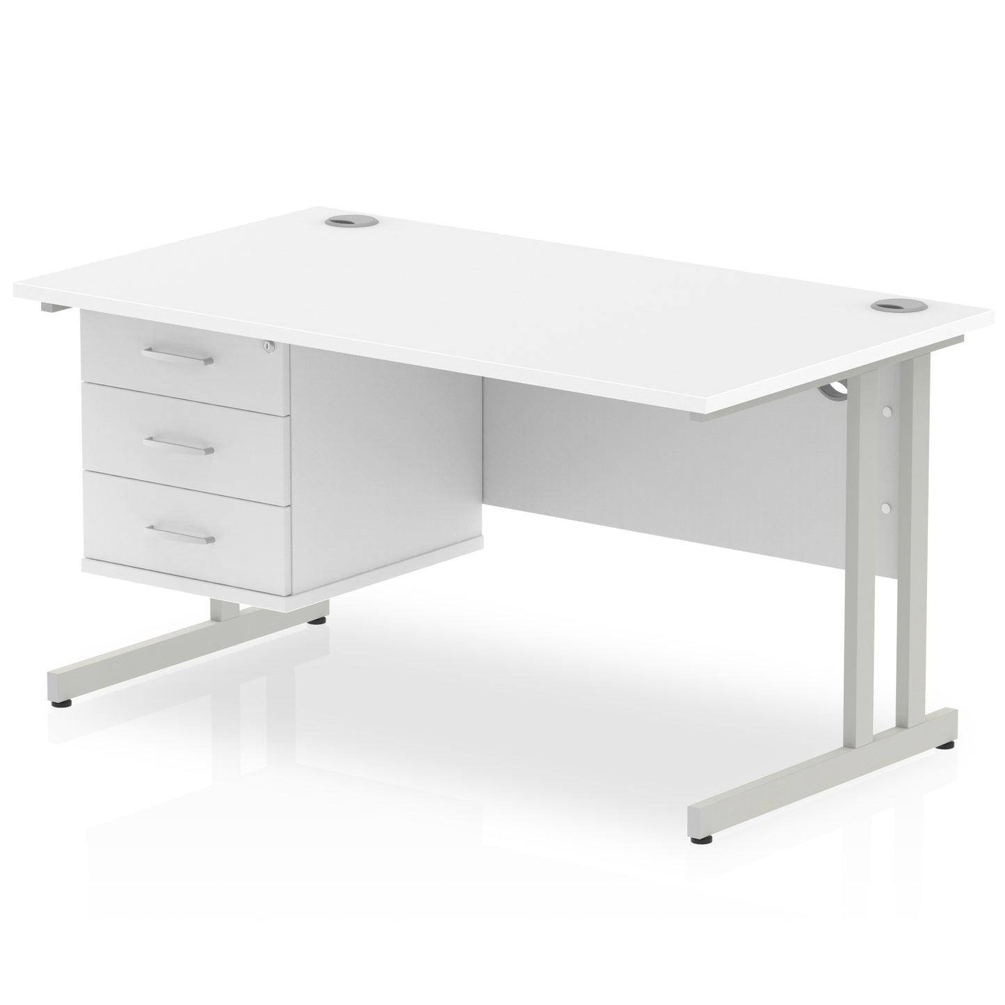 Impulse 1400mm Cantilever Straight Desk With Single Fixed Pedestal