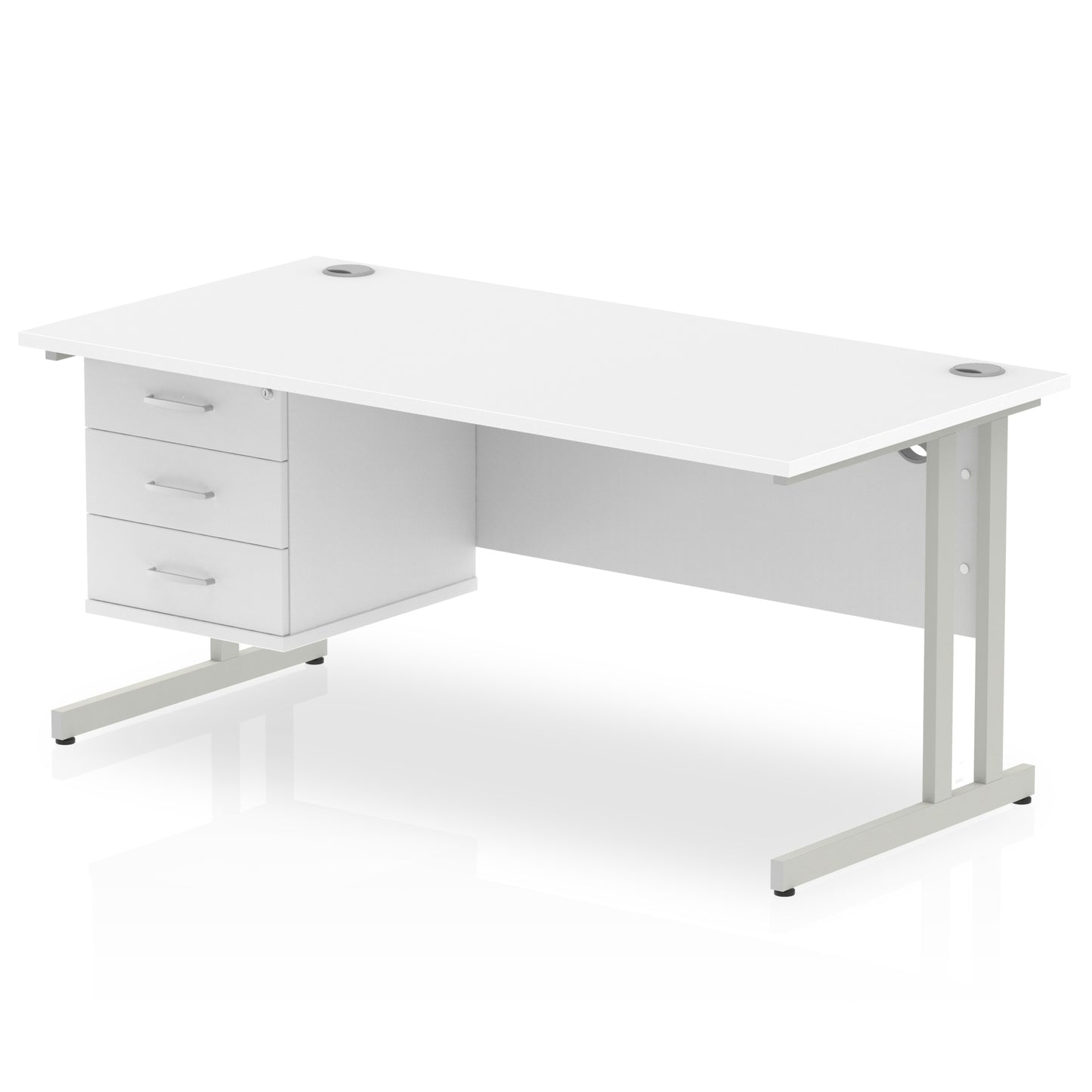 Impulse 1600mm Cantilever Straight Desk With Single Fixed Pedestal