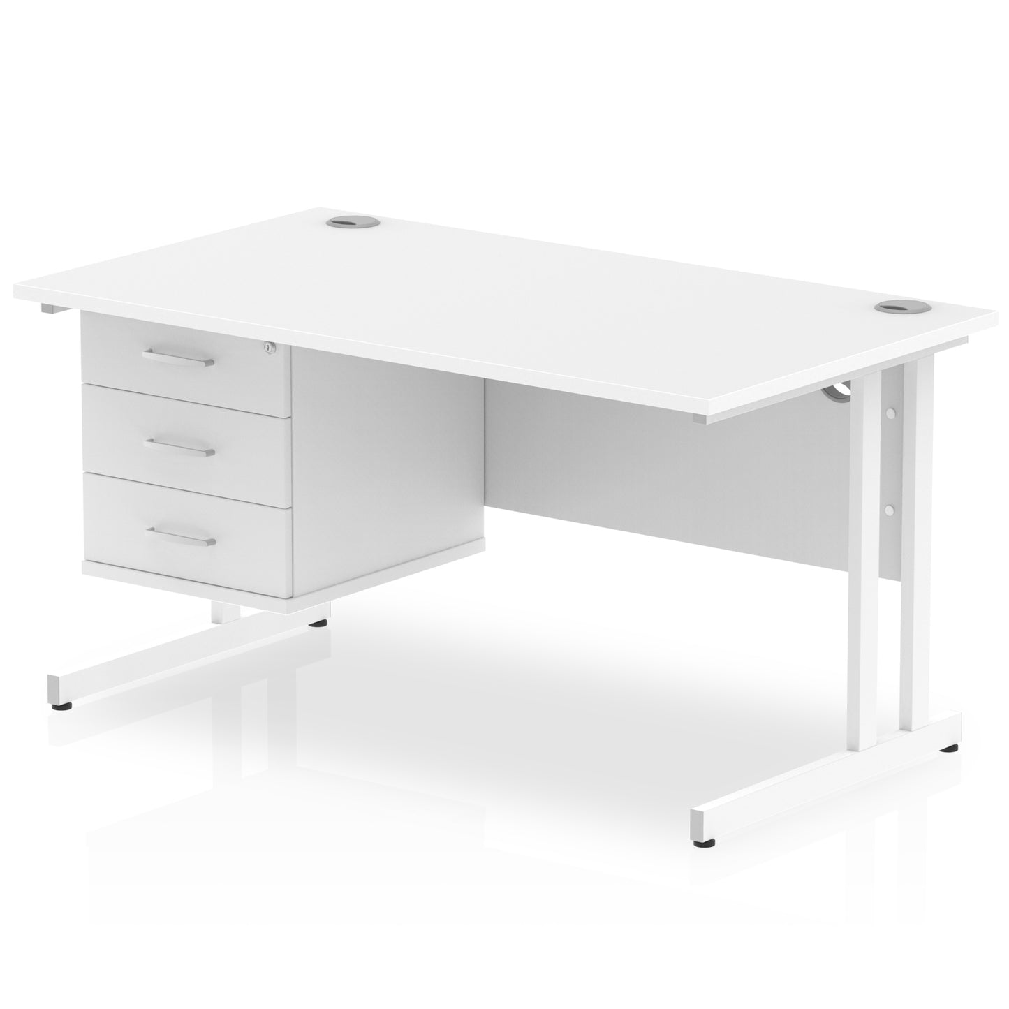 Impulse 1400mm Cantilever Straight Desk With Single Fixed Pedestal