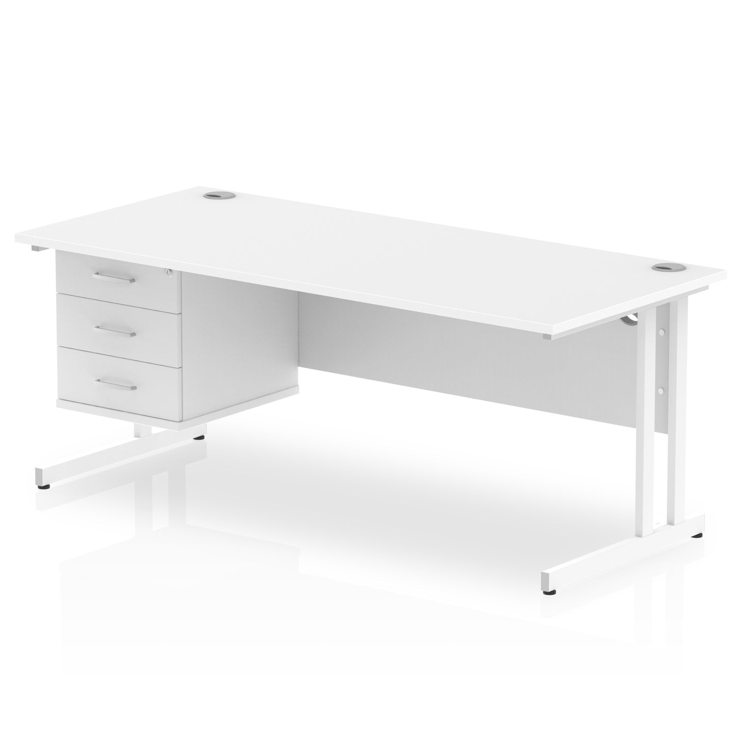 Impulse 1800mm Cantilever Straight Desk With Single Fixed Pedestal