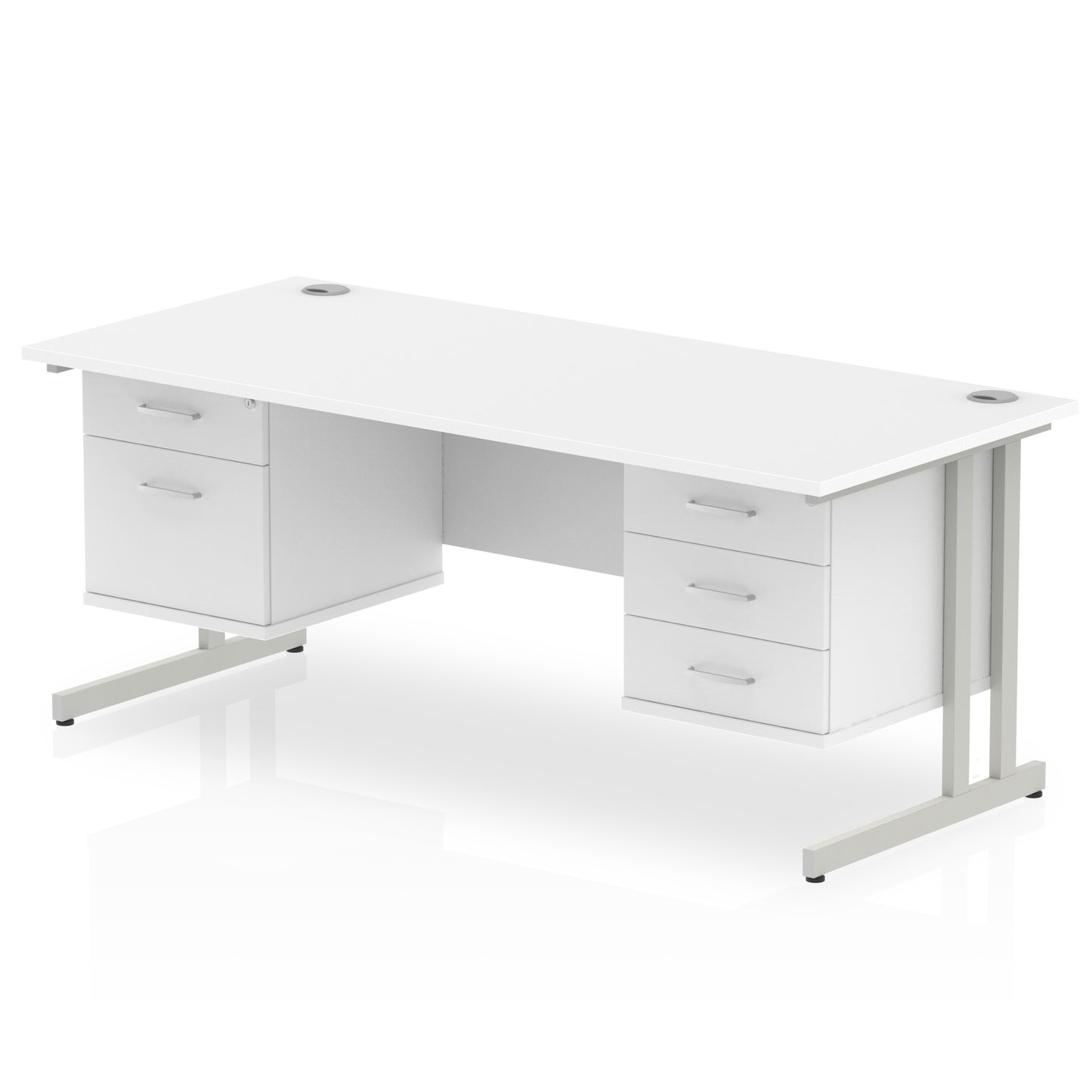 Impulse 1600mm Cantilever Straight Desk With Two Fixed Pedestal