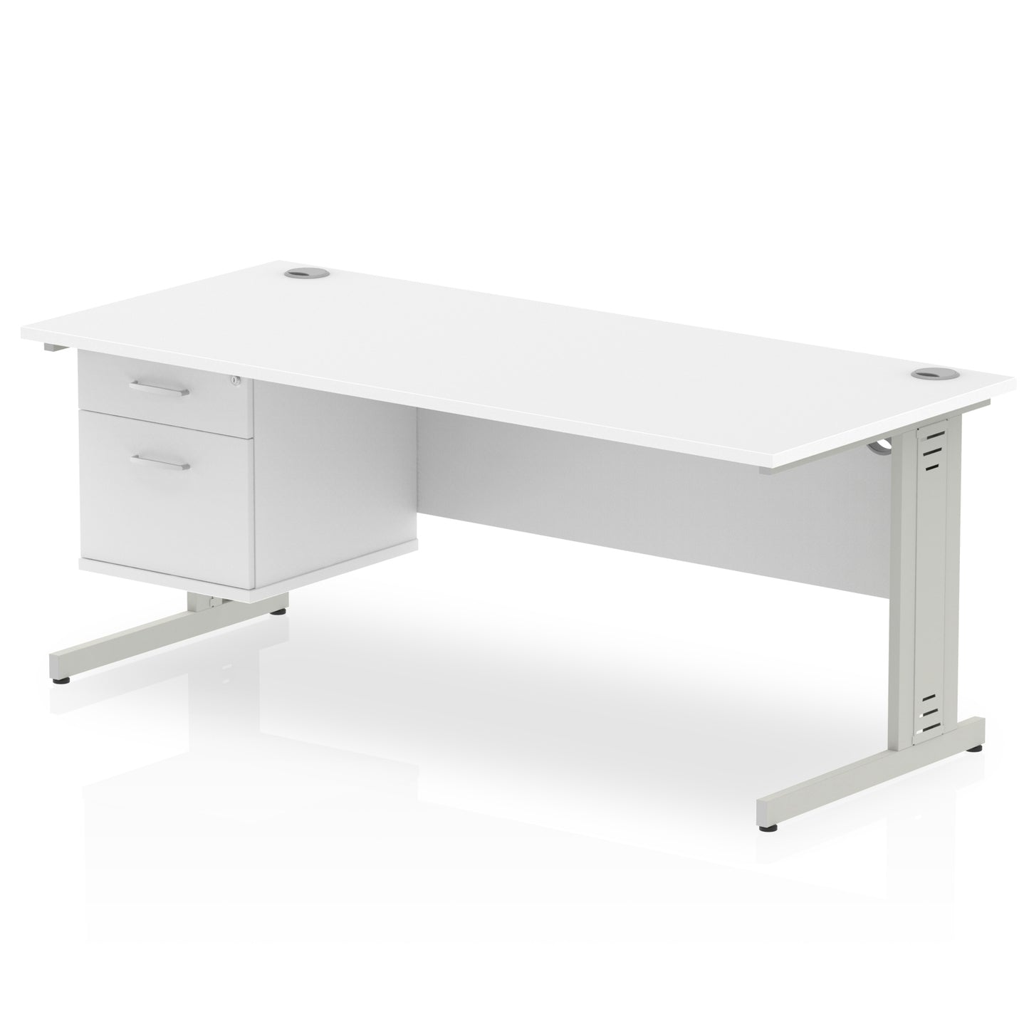 Impulse 1800mm Cable Managed Straight Desk With Single Fixed Pedestal
