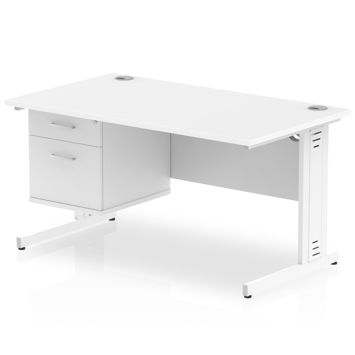 Impulse 1400mm Cable Managed Straight Desk With Single Fixed Pedestal