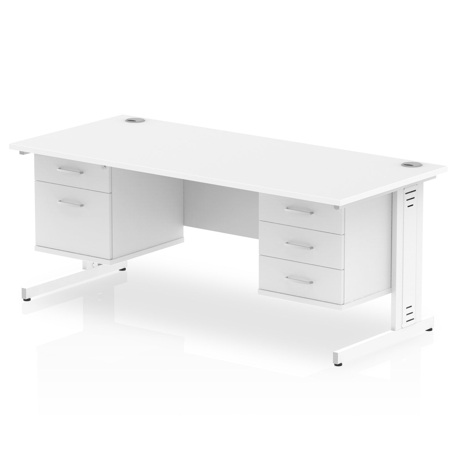 Impulse 1600mm Cable Managed Straight Desk With Two Fixed Pedestal