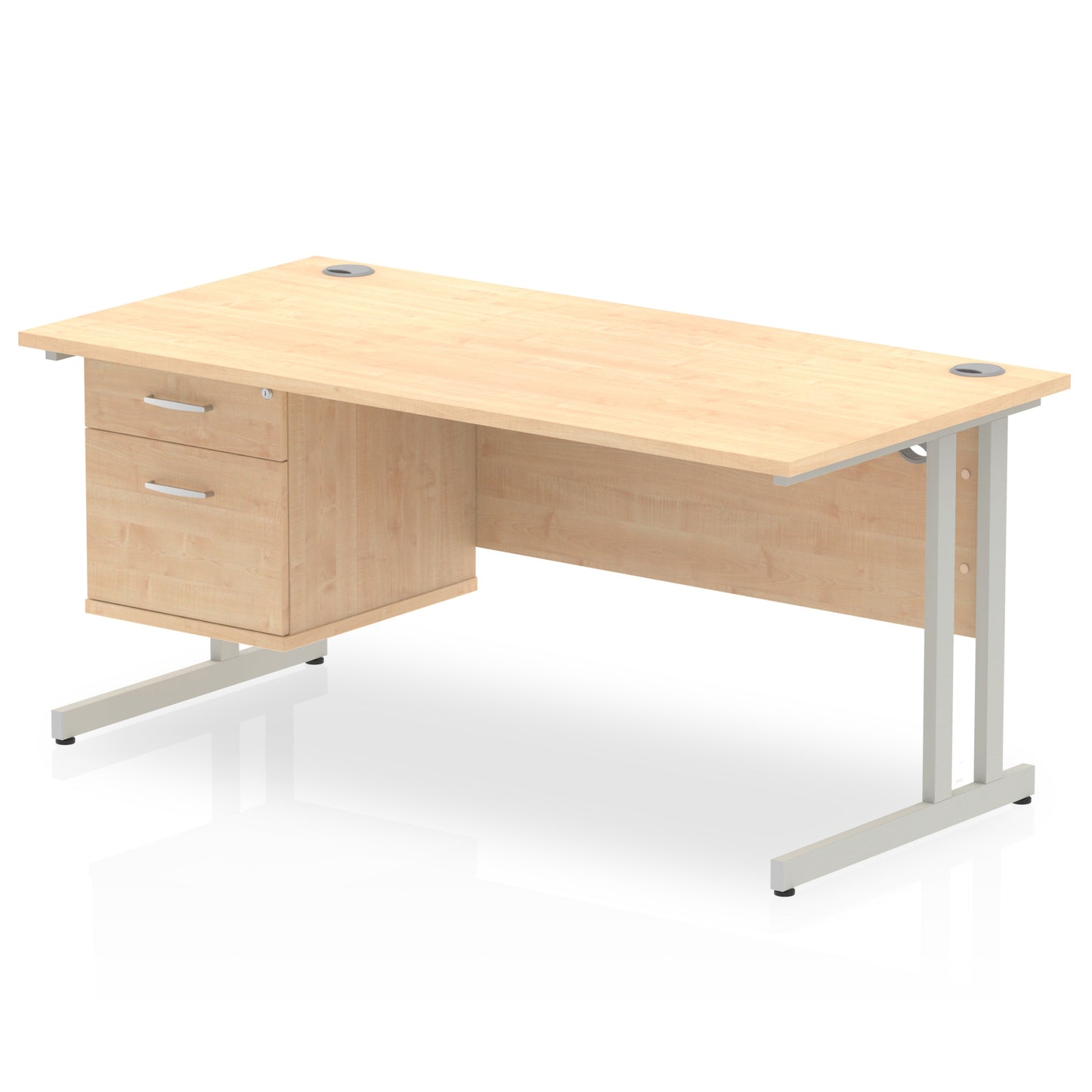 Impulse 1600mm Cantilever Straight Desk With Single Fixed Pedestal