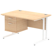 Impulse 1200mm Cantilever Straight Desk With Single Fixed Pedestal
