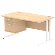 Impulse 1400mm Cantilever Straight Desk With Single Fixed Pedestal