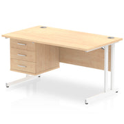Impulse 1400mm Cantilever Straight Desk With Single Fixed Pedestal