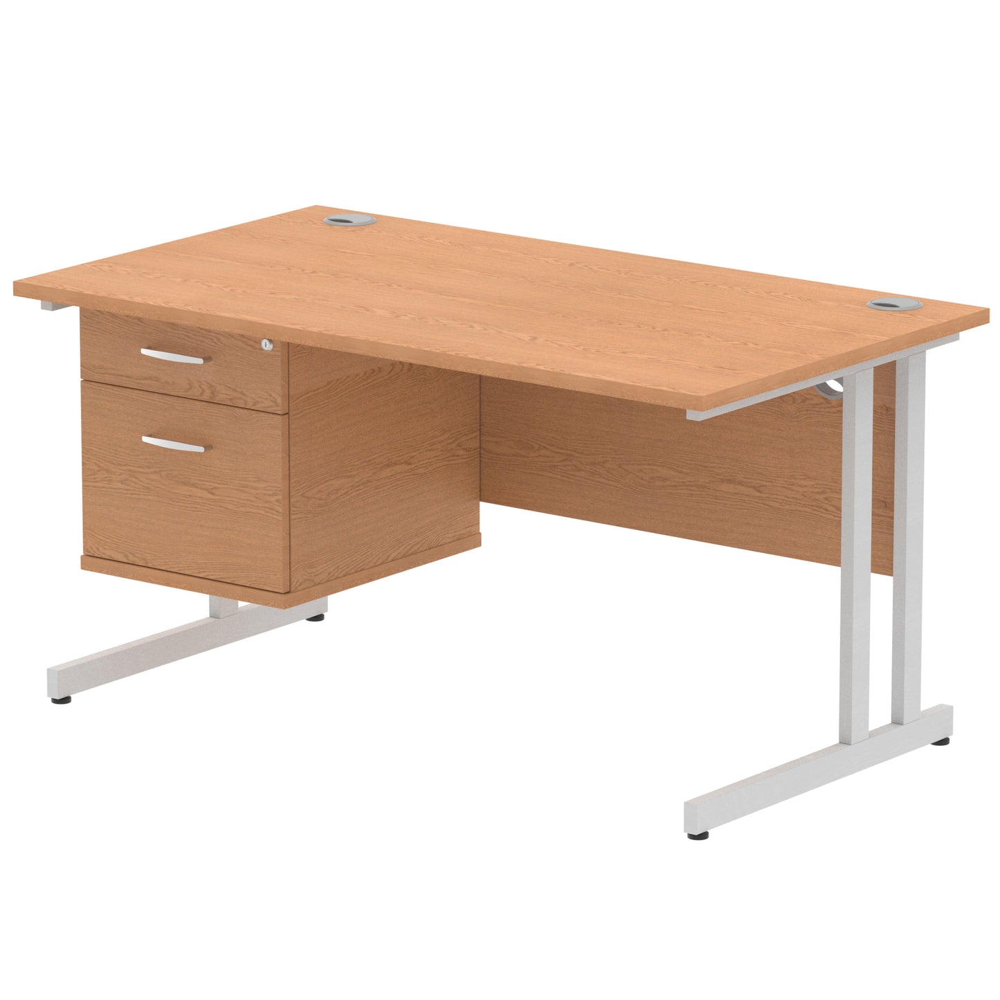 Impulse 1400mm Cantilever Straight Desk With Single Fixed Pedestal