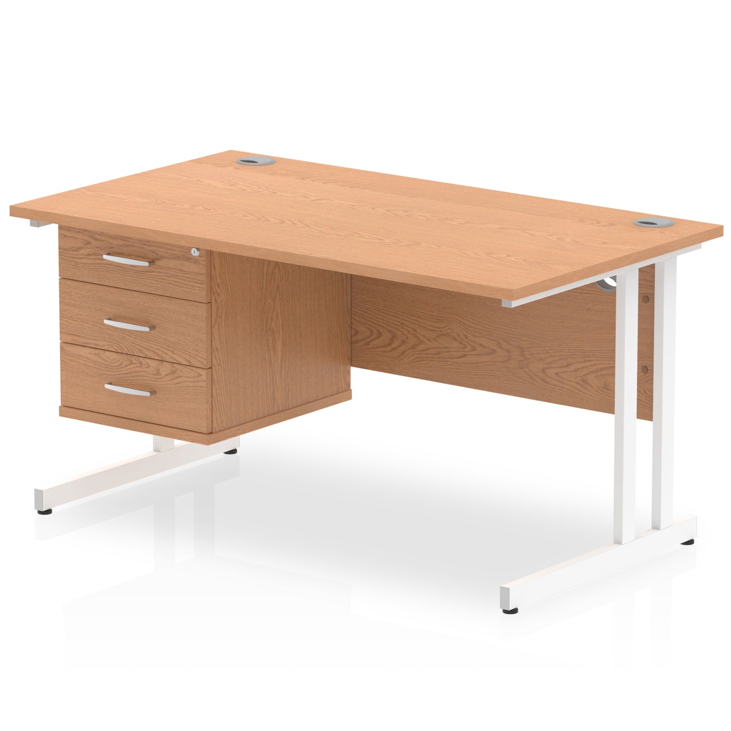 Impulse 1400mm Cantilever Straight Desk With Single Fixed Pedestal