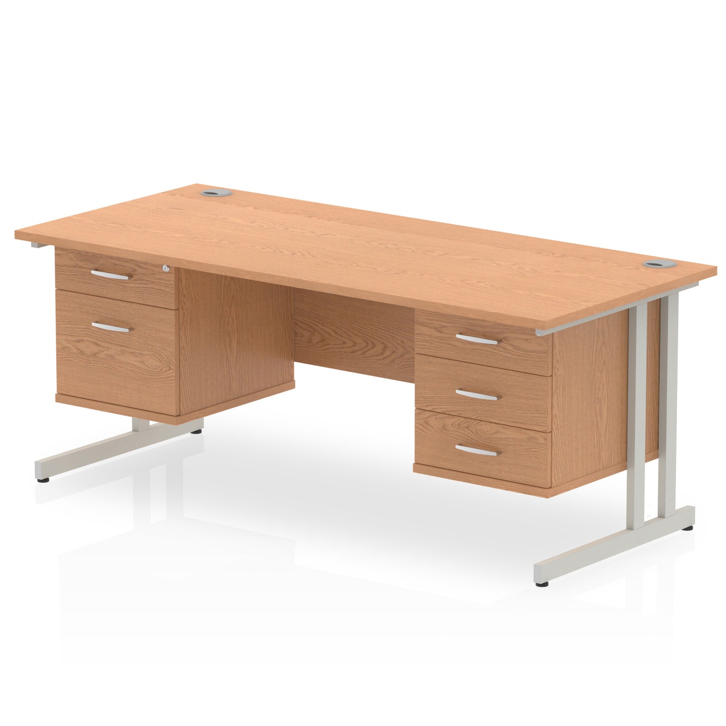 Impulse 1600mm Cantilever Straight Desk With Two Fixed Pedestal