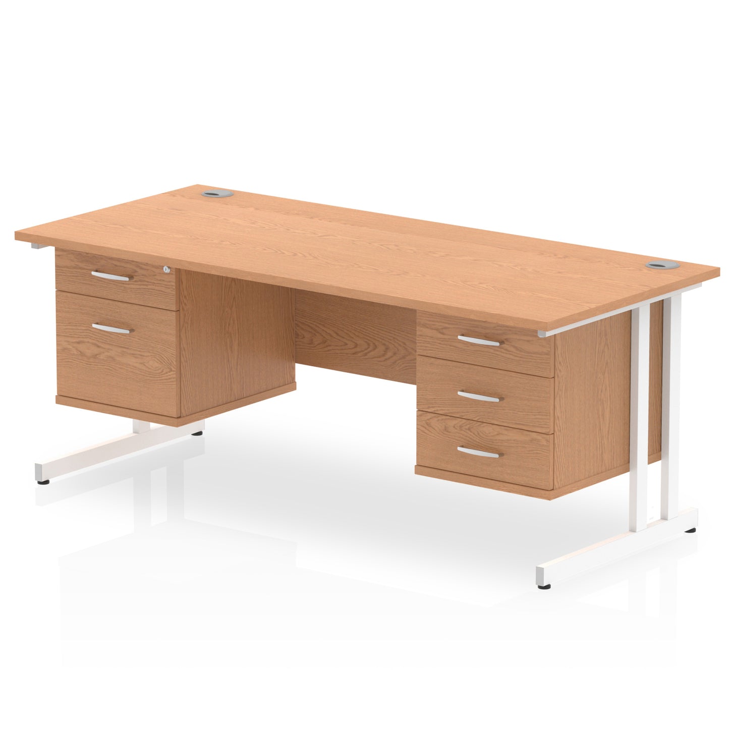 Impulse 1600mm Cantilever Straight Desk With Two Fixed Pedestal
