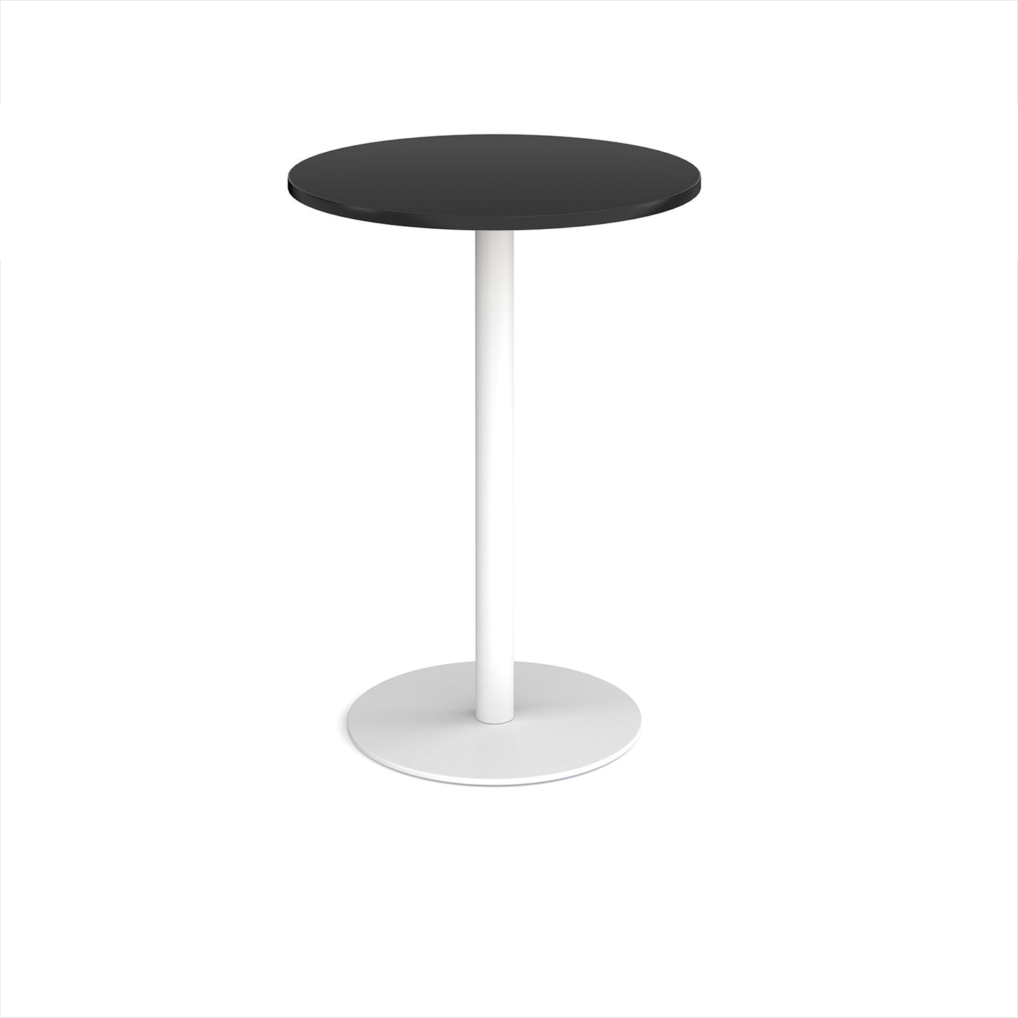 Monza circular poseur table with flat round base - MPC800-WH-BK