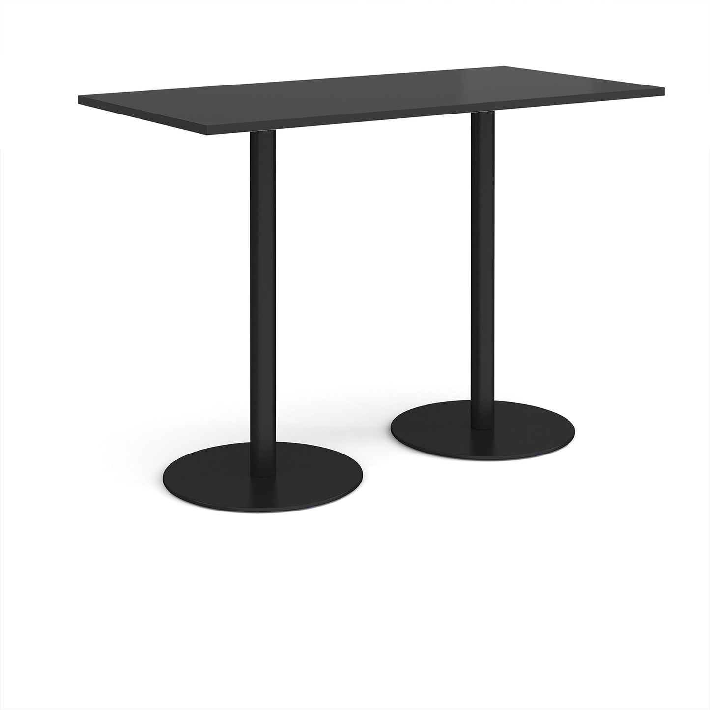 Monza rectangular poseur table with round bases - MPR1600-K-BK