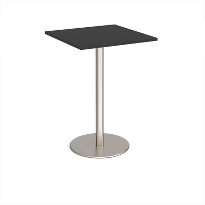 Monza square poseur table with flat round base - MPS800-BS-BK