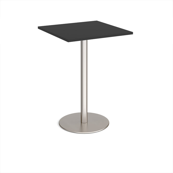Monza square poseur table with flat round base