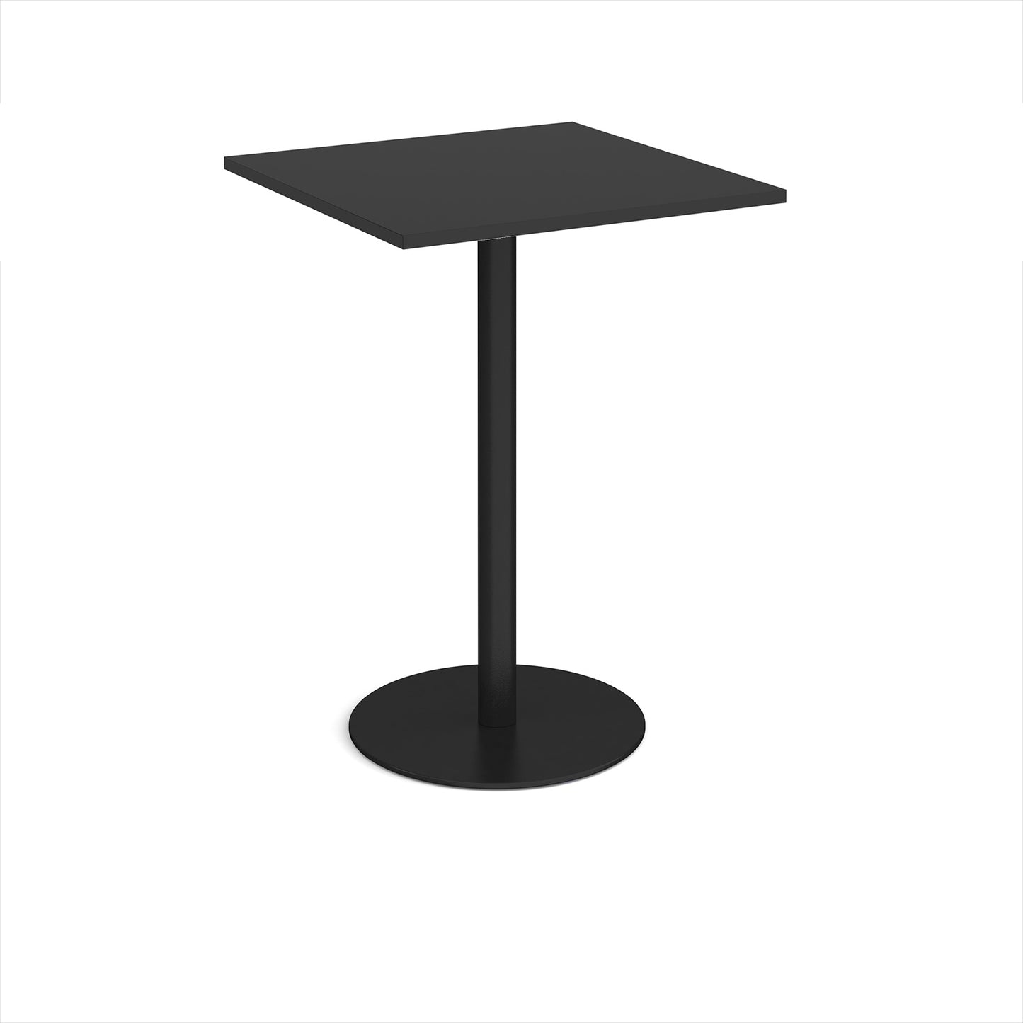 Monza square poseur table with flat round base - MPS800-K-BK