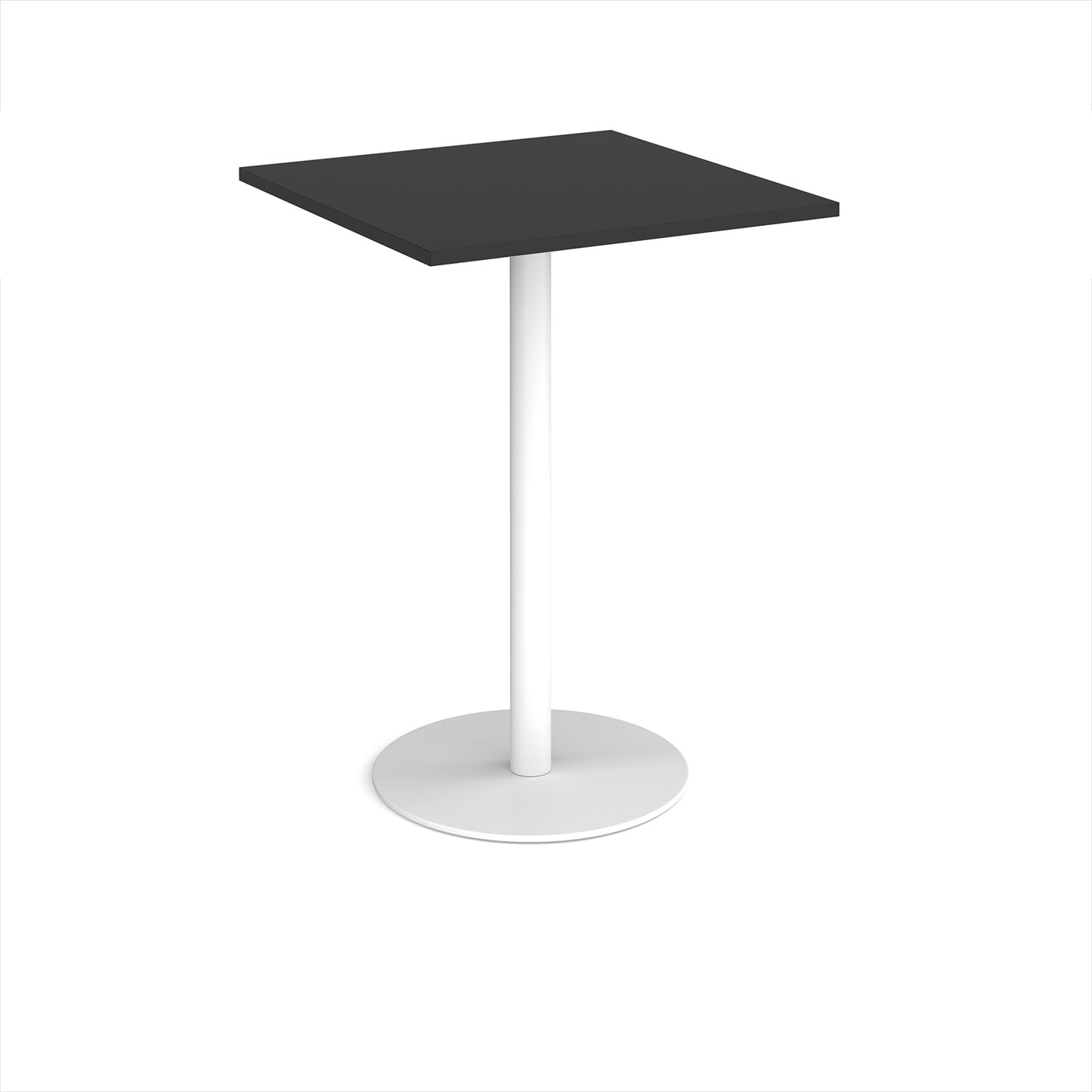 Monza square poseur table with flat round base - MPS800-WH-BK