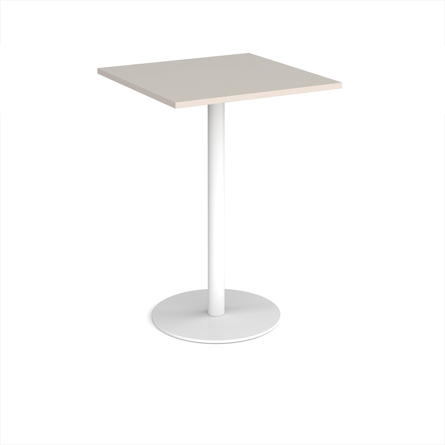 Monza square poseur table with flat round base - MPS800-WH-LG