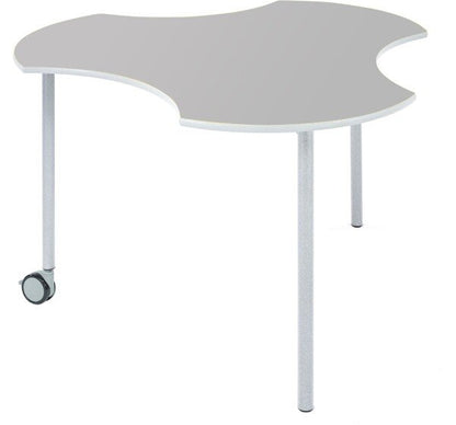 Metalliform Connect Shaped Table with Castors - 940 x 890mm