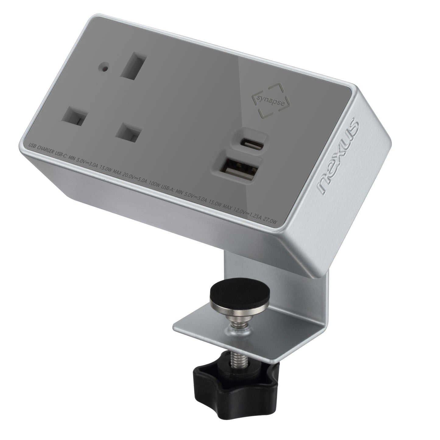 Desktop Power Module x1 240V UK Socket and 30W USB-C, 27W USB-A|Silver-Grey