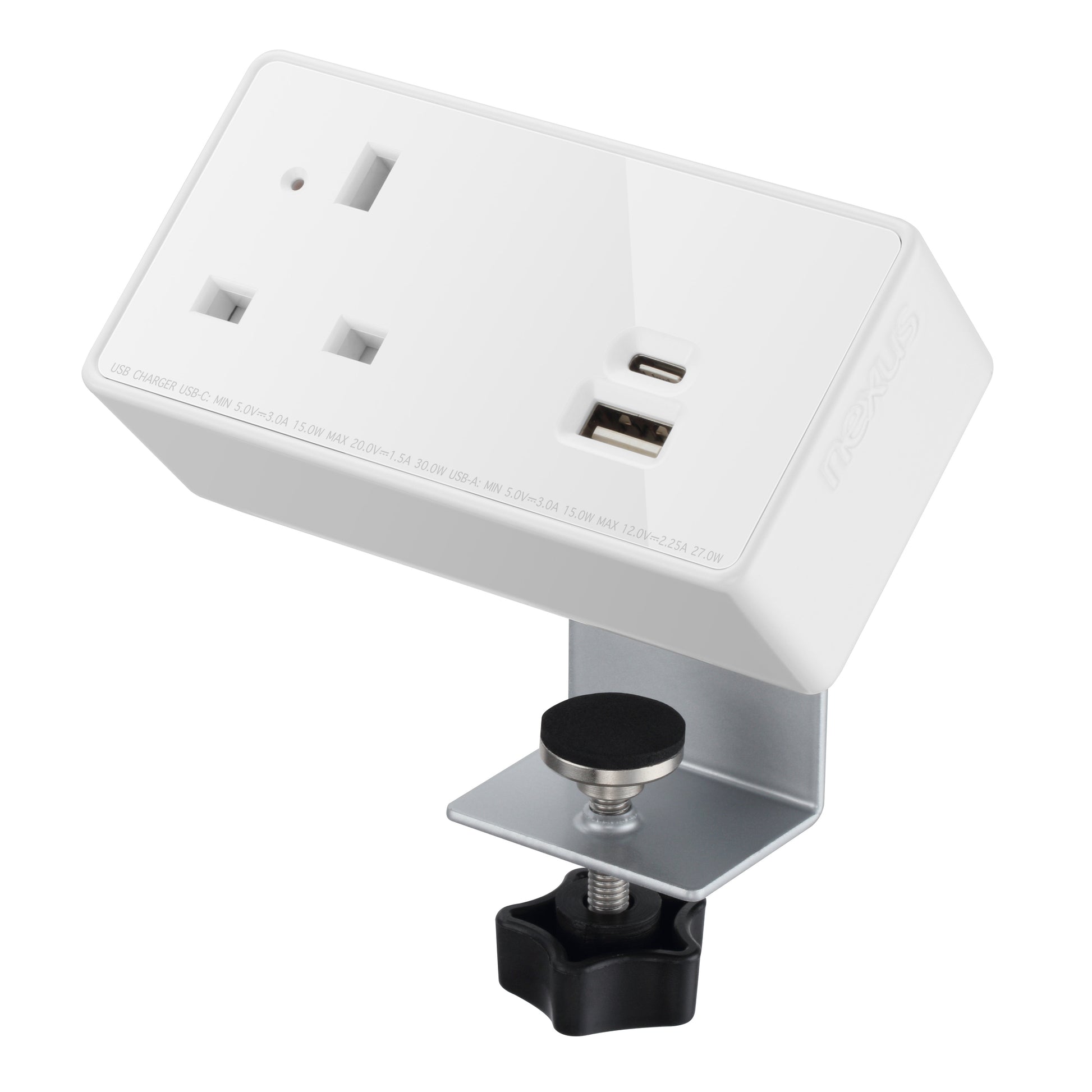 Desktop Power Module x1 240V UK Socket and 100W USB-C, 27W USB-A|White-White