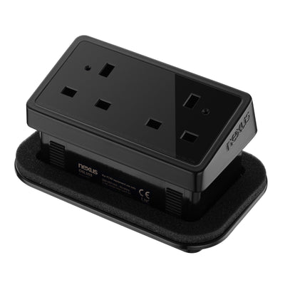 In-Desk Power Module x1 240V UK Socket and 30W USB-C, 27W USB-A|Black-Black