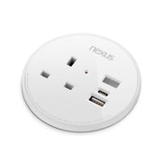Circular In-Desk Power Module: 1 Outlet: 30W USB-C, 27W USB-A