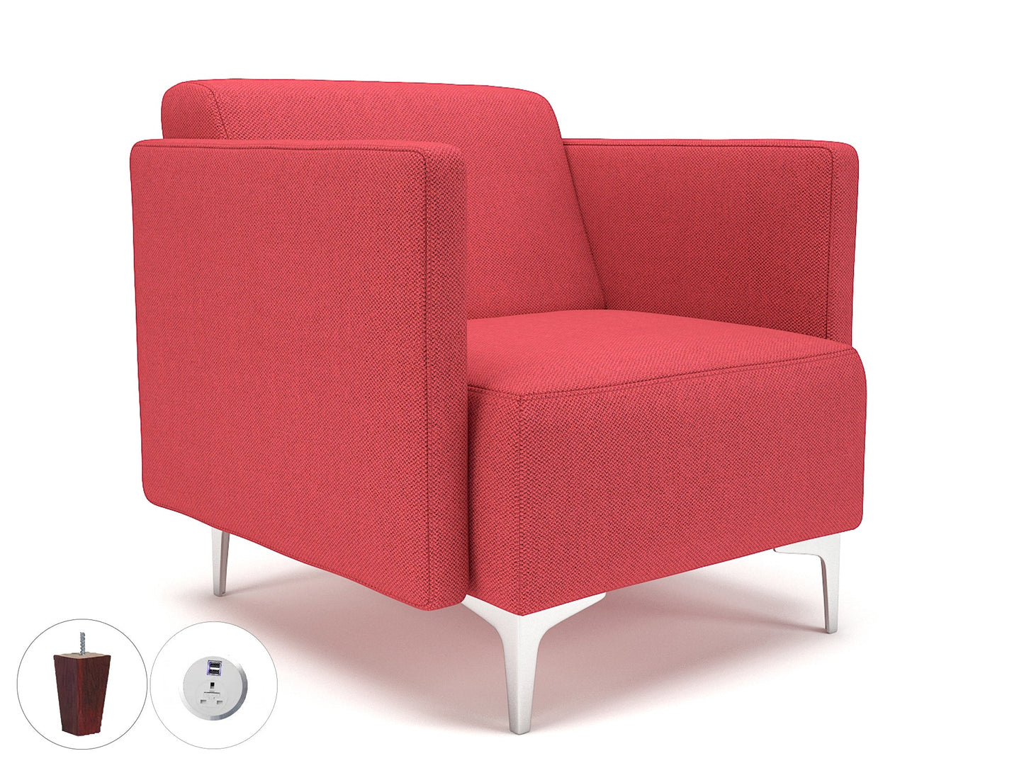 Napa Slim Arm 75cm Wide Armchair in Camira Era Fabric with Socket