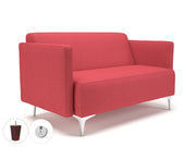 Napa slim arm 125cm wide sofa in camira era fabric with socket cycle ebony wood