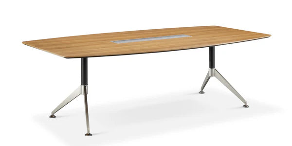 Nero Executive Boardroom Table – Walnut & Anthracite with Brushed Metal Comms Box