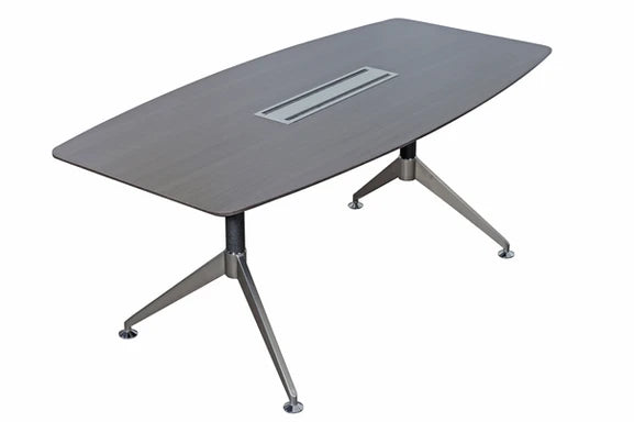 Nero Executive Boardroom Table – Walnut & Anthracite with Brushed Metal Comms Box