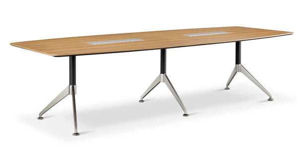 Nero Executive Boardroom Table – Walnut & Anthracite with Brushed Metal Comms Box