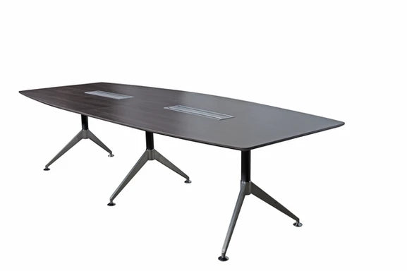 Nero Executive Boardroom Table – Walnut & Anthracite with Brushed Metal Comms Box