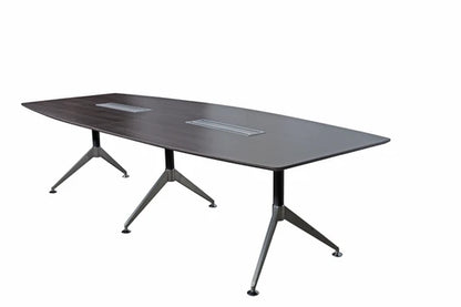 Nero Executive Boardroom Table – Walnut & Anthracite with Brushed Metal Comms Box