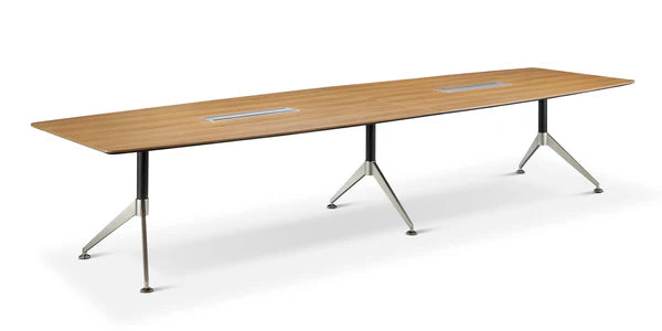 Nero Executive Boardroom Table – Walnut & Anthracite with Brushed Metal Comms Box