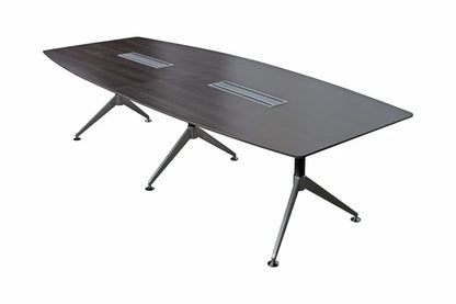 Nero Executive Boardroom Table – Walnut & Anthracite with Brushed Metal Comms Box