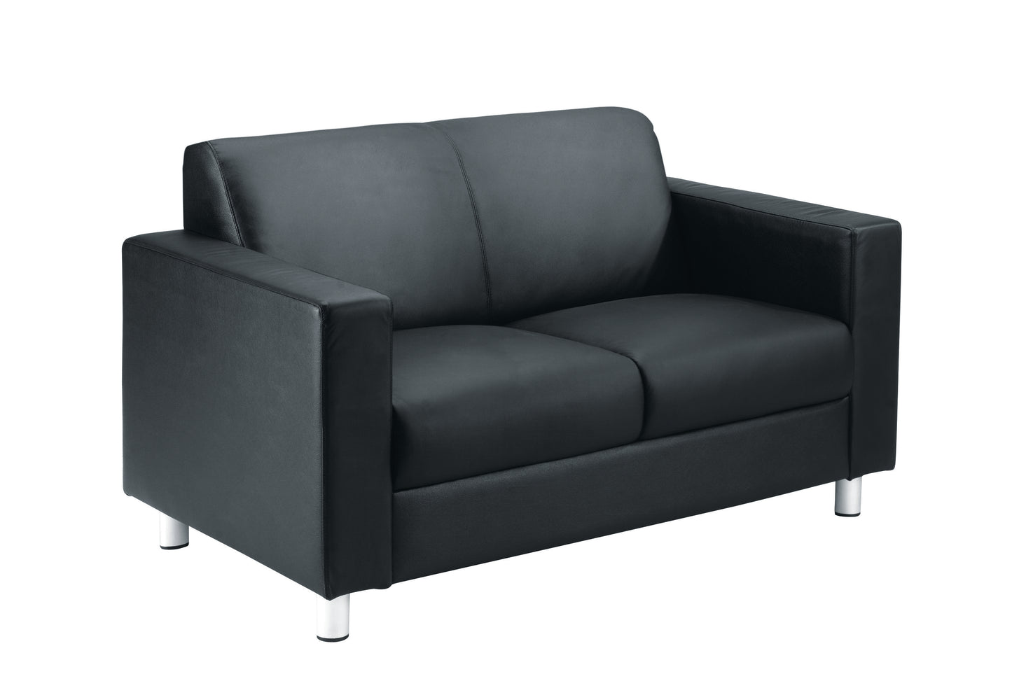 Iceberg Sofa|Leather Faced with Metal Feet|Black