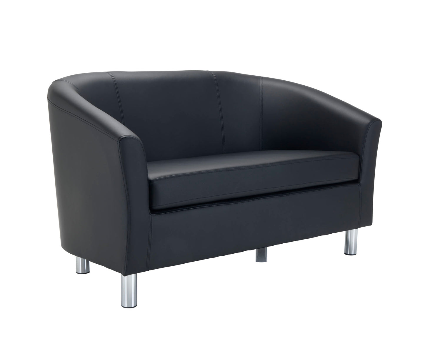 Tub|Leather Look Sofa with Metal Feet|Black