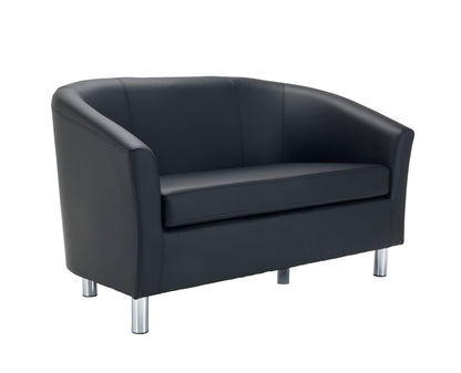 Tub|Leather Look Sofa with Metal Feet|Black