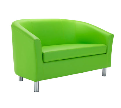 Tub|Leather Look Sofa with Metal Feet|Lime